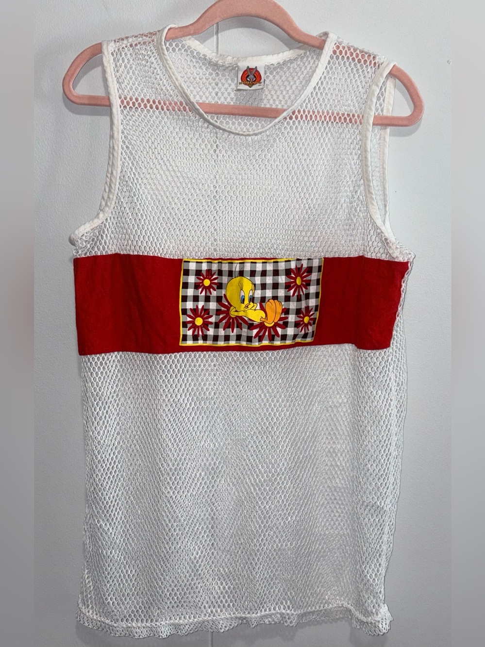 Vintage 1997 Looney Tunes Tweety Bird Mesh Tank Top One Size USA Made